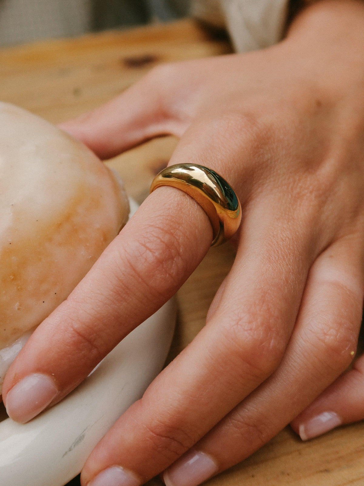 Gold Dome Ring, Tarnish-Free Gold Plating