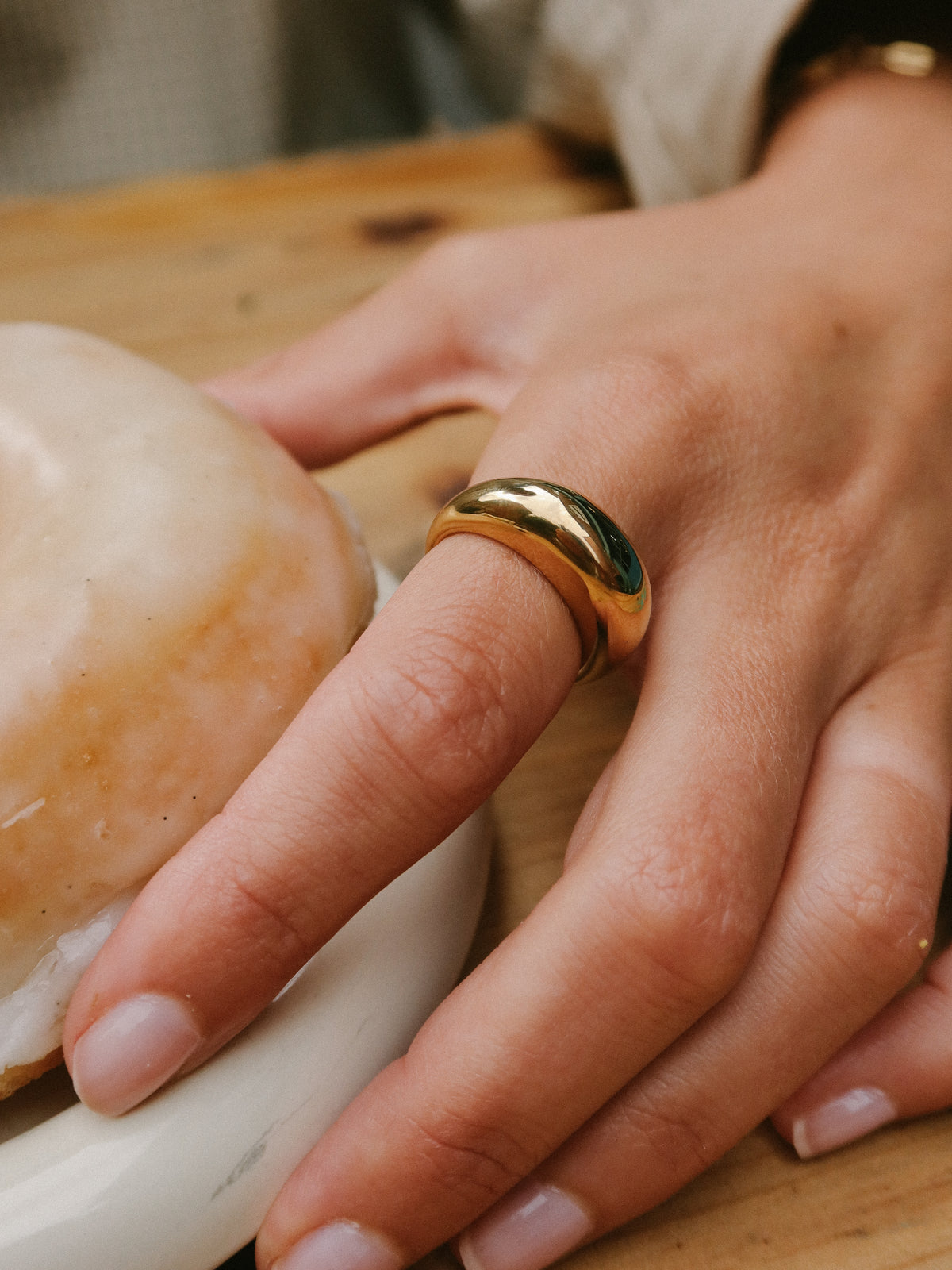 Gold Dome Ring, Tarnish-Free Gold Plating