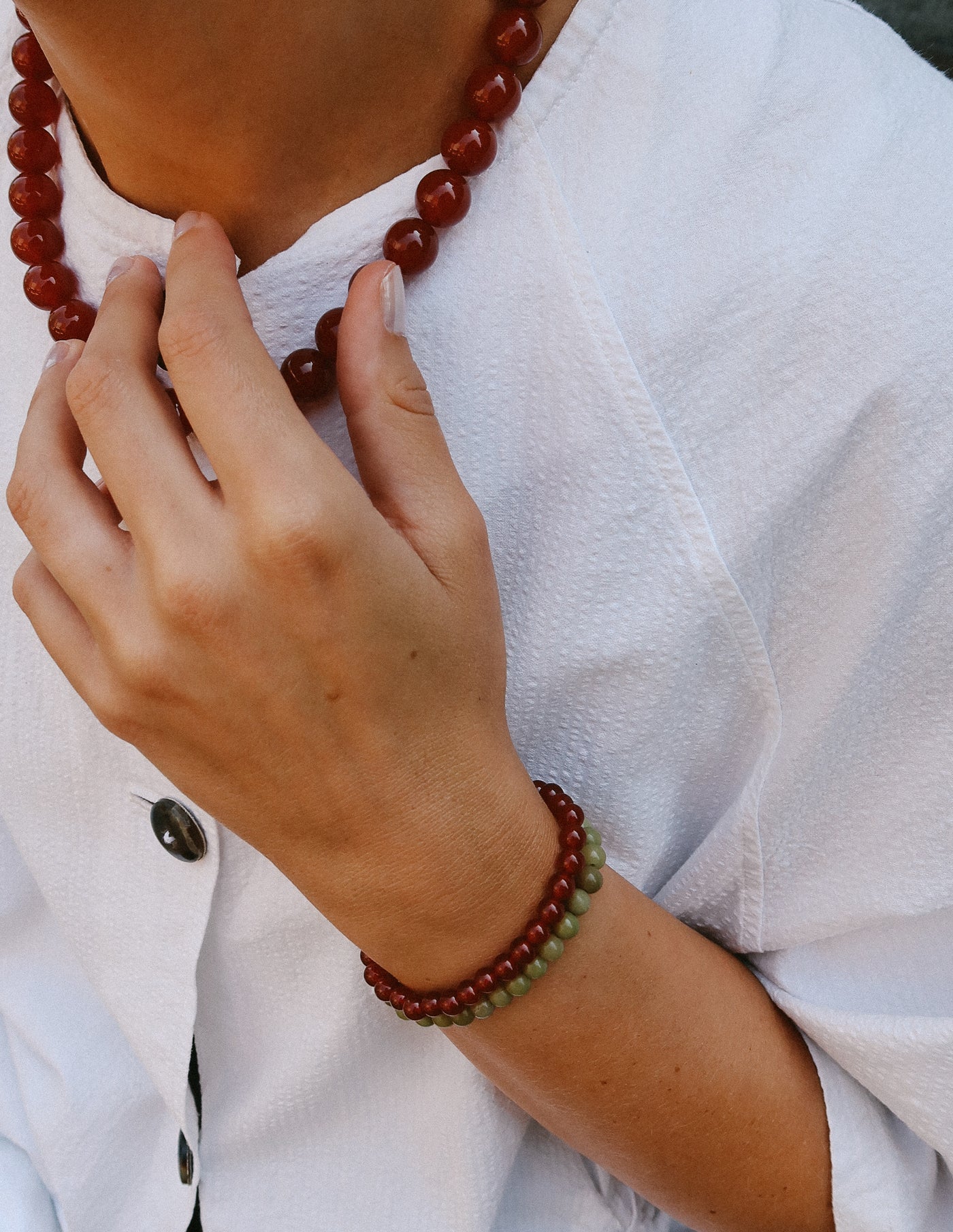Essential Red Jade Stretch Bracelet, Soi
