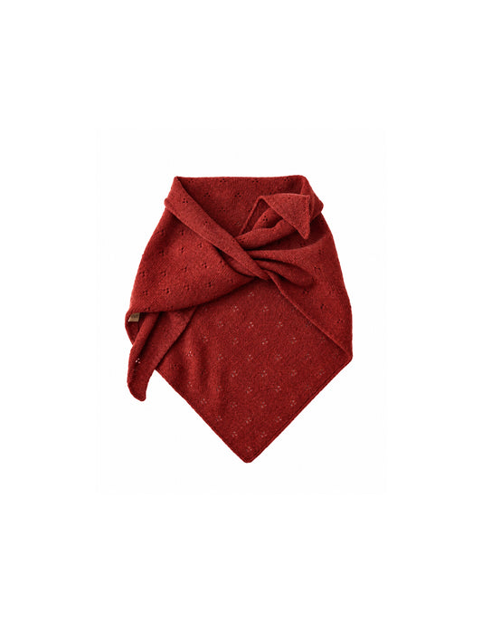 Berry Red Merino Wool Pointelle Neckerchief Scarf, ROVE Knitwear