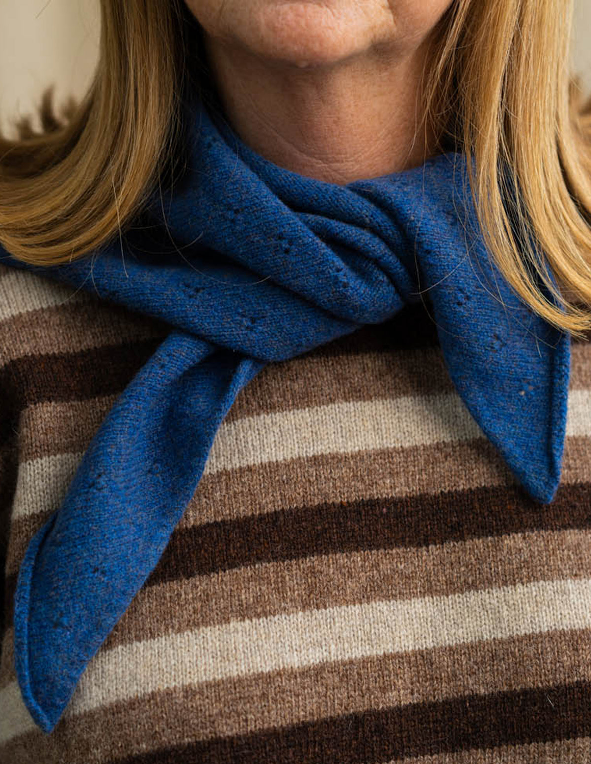 Lapis Blue Merino Wool Neckerchief, ROVE Knitwear