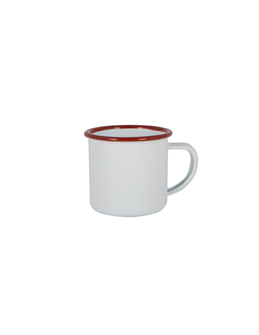 Burgundy Red Rimmed Enamel Mug, 375ml