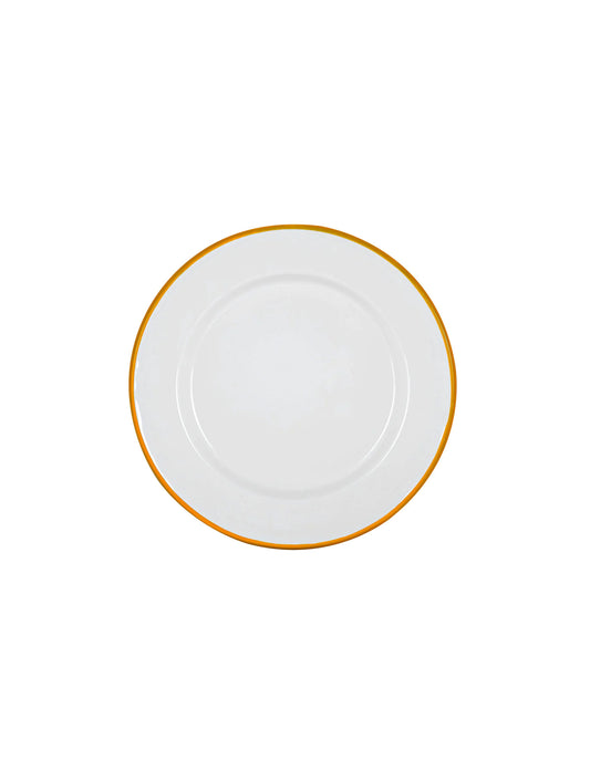 Mustard Rimmed Enamel Dinner Plate, 25cm