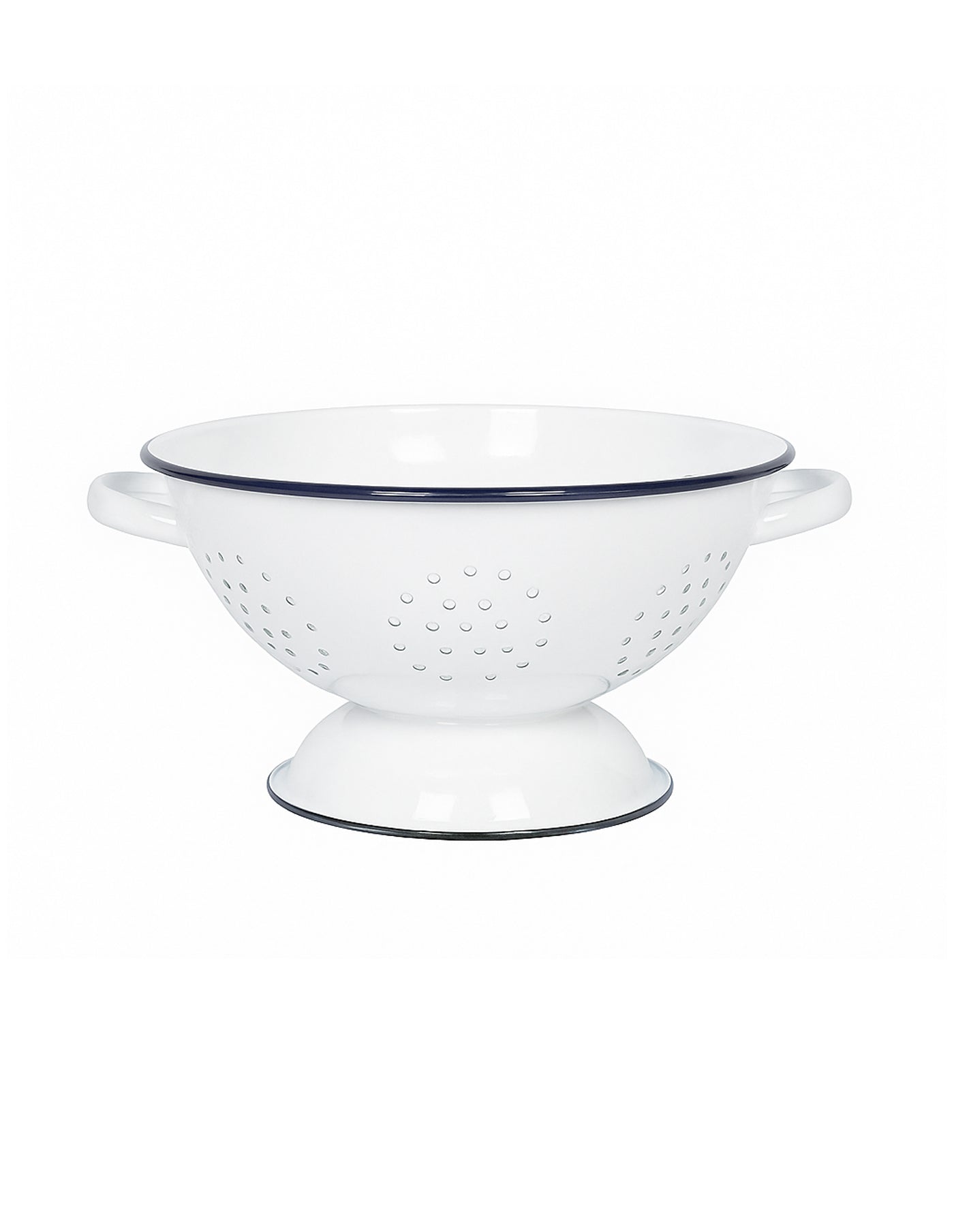 Navy and white enamel colander