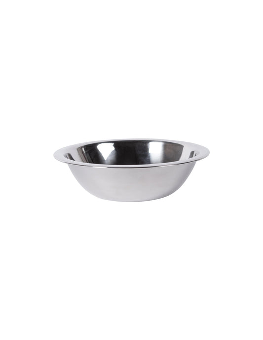 Stainless steel bowl on a white background