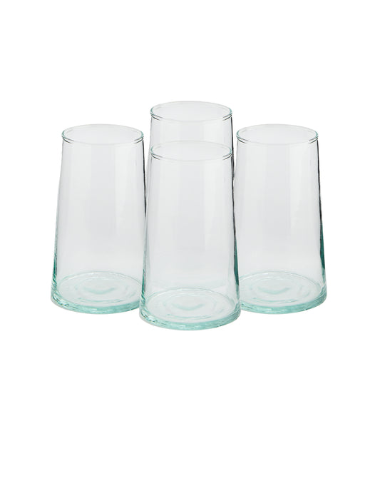 Highball Set of 4 Handmade Moroccan Beldi Glasses, Clear