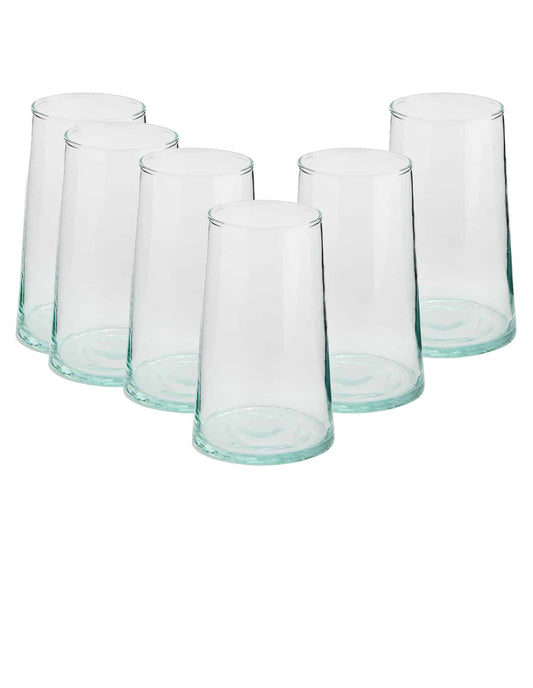 Highball Set of 6 Handmade Moroccan Beldi Glasses, Clear