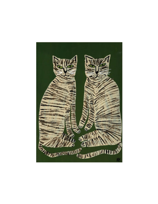Two Tabby Cats A3 Print, Nancy Mckie