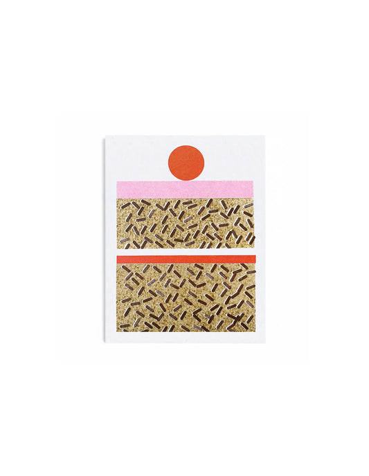 Set of three textured stickers with a red circle and patterns on a white background