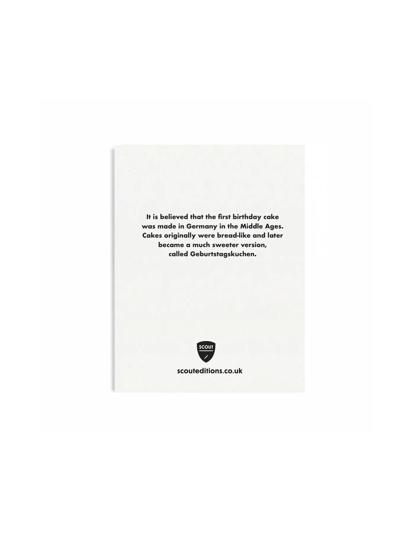 White card with black text and a small logo on a white background