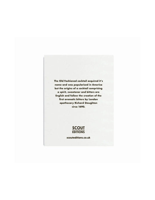 Square card with text about the Old Fashioned cocktail on a white background