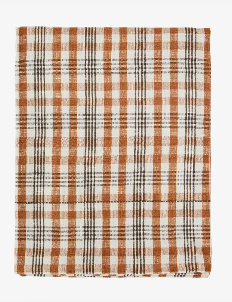 Burnt Orange Cotton Check Tablecloth, Madam Stoltz