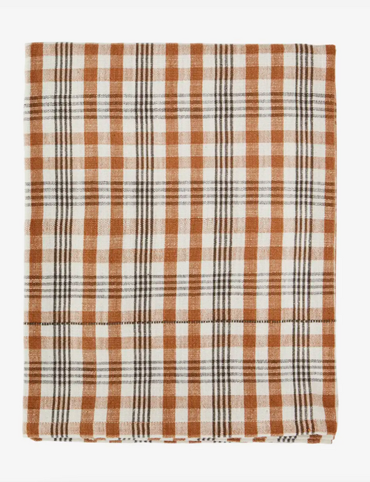 Burnt Orange Cotton Check Tablecloth, Madam Stoltz