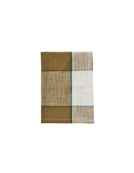 Khaki Checked Cotton Towel, Madam Stoltz