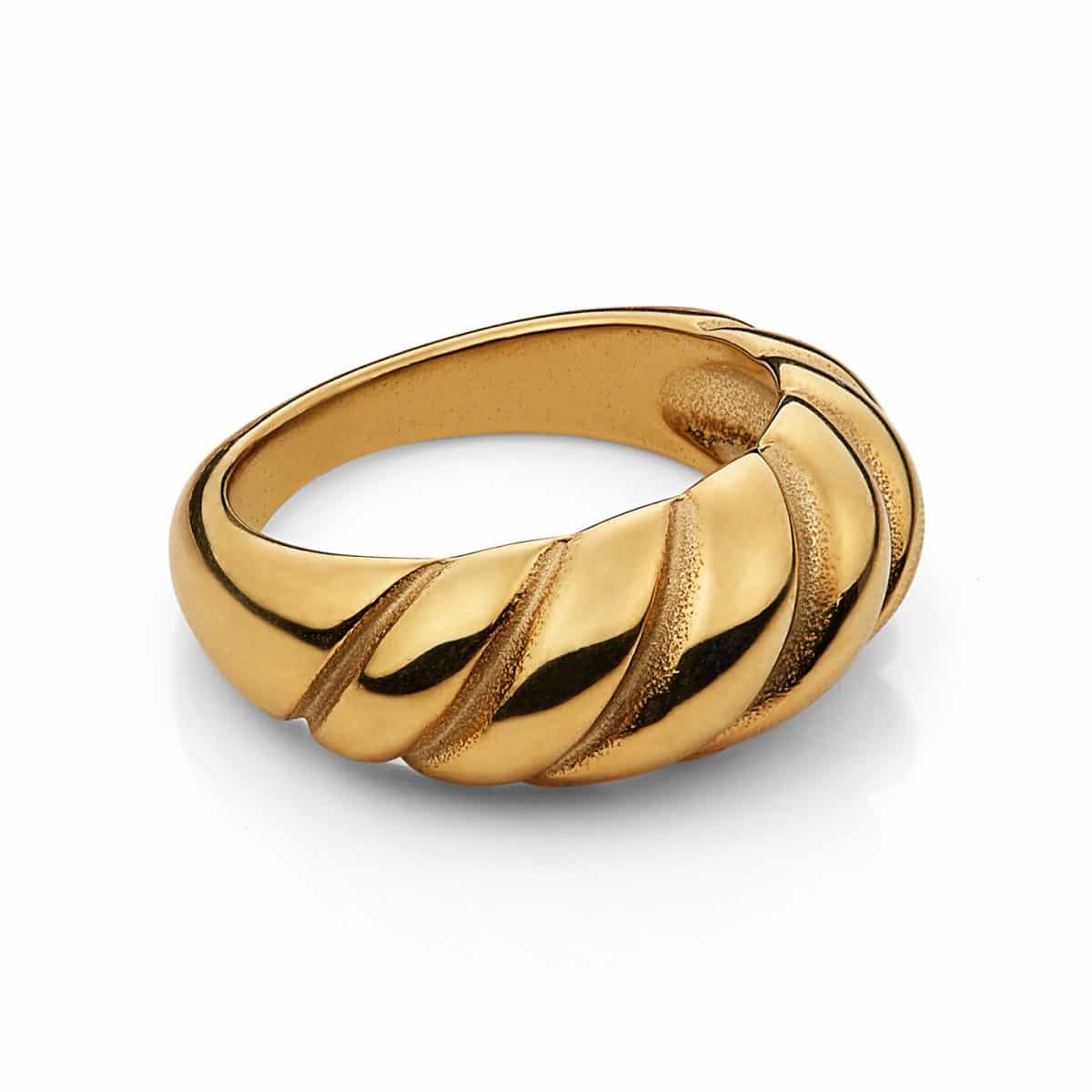 Twist Gold Ring Twist Ring Stackable Ring Twisted Dome Ring Croissant Ring Dome Ring Croissant Dome Ring Statement Ring Thick Gold