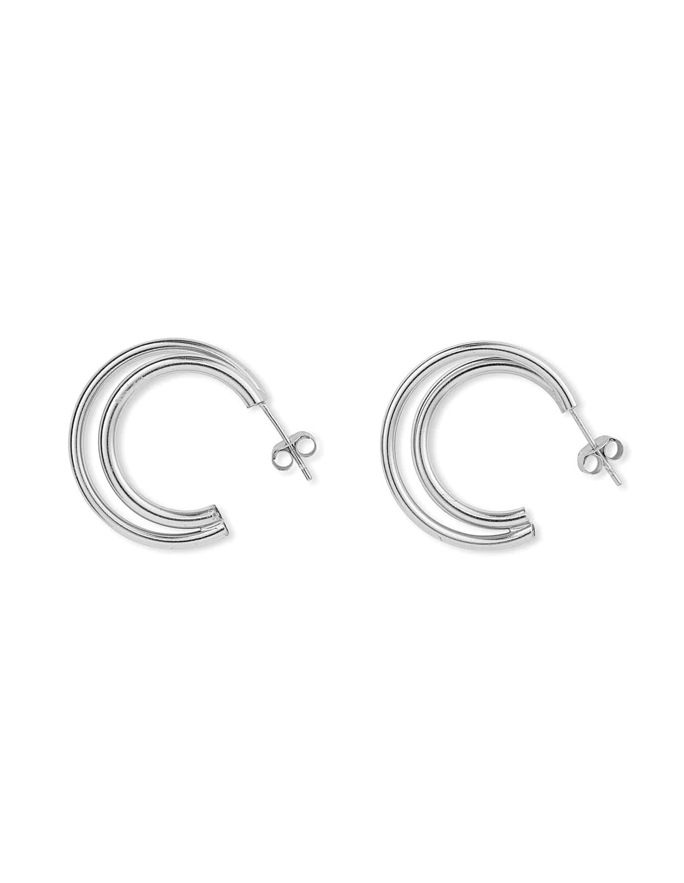 Silver Earrings Double Loop Silver Earrings Sterling Silver Earrings Silver Ring Earrings