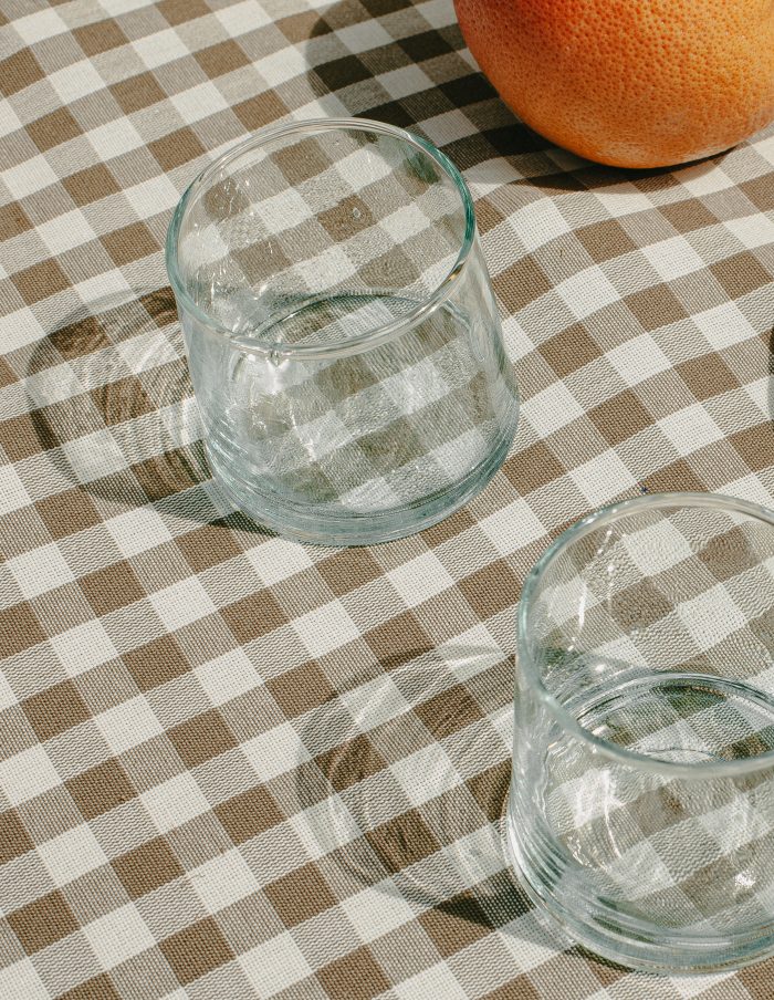 Low Handmade Moroccan Beldi Glasses and Jug Set, Clear