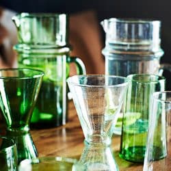 Set of 6 Mid Recycled Moroccan Beldi Glass, Green
