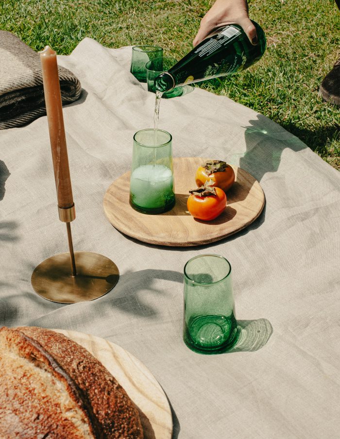 Highball Set of 4 Handmade Moroccan Beldi Glasses, Green