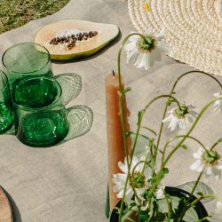 Low Set of 4 Handmade Moroccan Beldi Glasses, Green