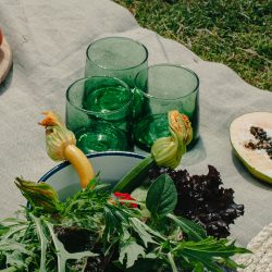 Low Set of 4 Handmade Moroccan Beldi Glasses, Green