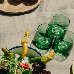 Low Set of 4 Handmade Moroccan Beldi Glasses, Green