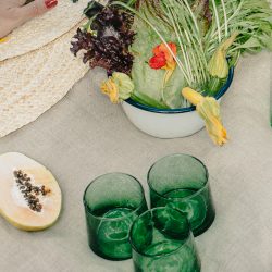 Low Set of 4 Handmade Moroccan Beldi Glasses, Green