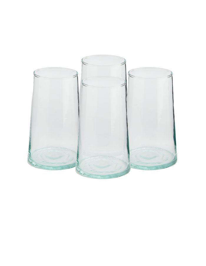 Highball Set of 4 Handmade Moroccan Beldi Glasses, Clear