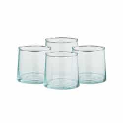 Set of 4 Low Recycled Moroccan Beldi Glasses, Clear
