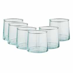 Set of 6 Low Recycled Moroccan Beldi Glasses, Clear