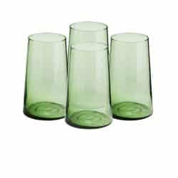 Highball Set of 4 Handmade Moroccan Beldi Glasses, Green