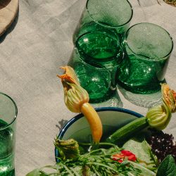 Low Set of 4 Handmade Moroccan Beldi Glasses, Green