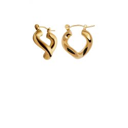 Gold Fluid Hoop Earrings, Waterproof