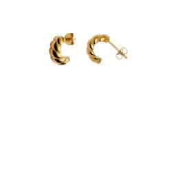 Gold Small Ridge Huggie Hoop, Tarnish-Free Gold Plating