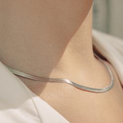 Silver Snake Chain Choker Necklace, Tarnish-Free Silver Plating
