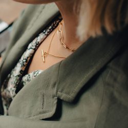 Gold T-Bar Chain Necklace, Waterproof