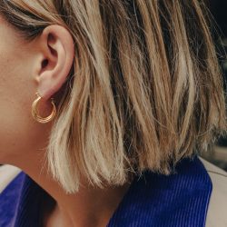 Gold Triple Entwine Hoop Earrings, Tarnish-Free Gold Plating