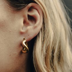 Gold Fluid Hoop Earrings, Waterproof