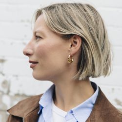 Gold Bold Crescent Hoop Earrings, Tarnish-Free Gold Plating
