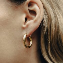Gold Classic Hoop Earrings, Waterproof