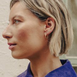 Gold Small Entwined Latch Hoop Earrings, Tarnish-Free Gold Plating