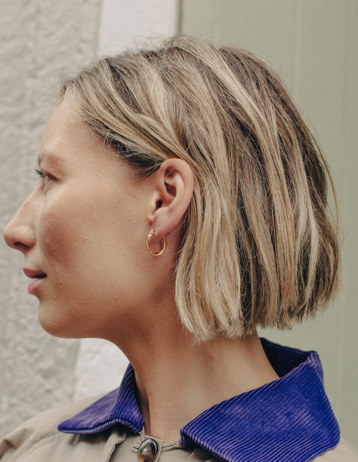 Gold Small Entwined Latch Hoop Earrings, Tarnish-Free Gold Plating