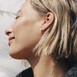 Gold Small Leverback Bold Hoop Earrings, Tarnish-Free Gold Plating