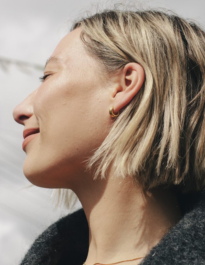 Gold Small Leverback Bold Hoop Earrings, Tarnish-Free Gold Plating