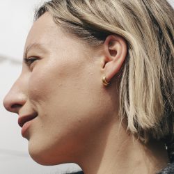 Gold Small Leverback Bold Hoop Earrings, Tarnish-Free Gold Plating