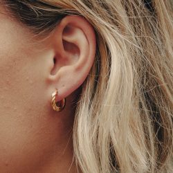 Gold Mini Twist Huggie Hoop Earrings, Tarnish-Free Gold Plating