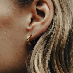 Gold Mini Twist Huggie Hoop Earrings, Tarnish-Free Gold Plating