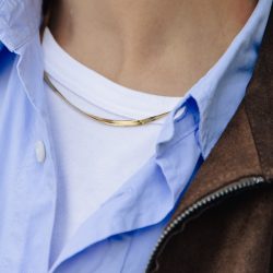 Gold Snake Chain Choker Necklace, Tarnish-Free Gold Plating