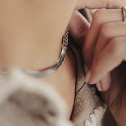 Silver Snake Chain Choker Necklace, Tarnish-Free Silver Plating