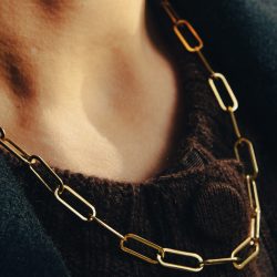 Gold Chunky Chain Link Necklace, Waterproof